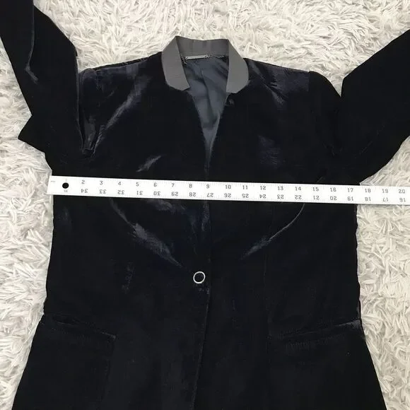 Elie Tahari‎ Womens Tori Black Velvet One-Button Blazer Jacket 2